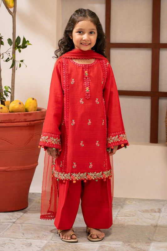 3 Piece Embroidered Dobby Suit - Kids Clothes - available at Maria Faisal in UK and USA