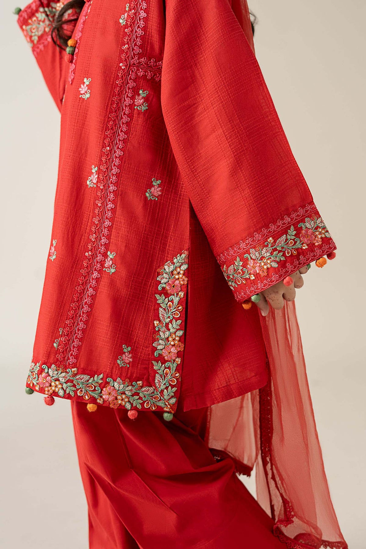 3 Piece Embroidered Dobby Suit - Kids Clothes - available at Maria Faisal in UK and USA