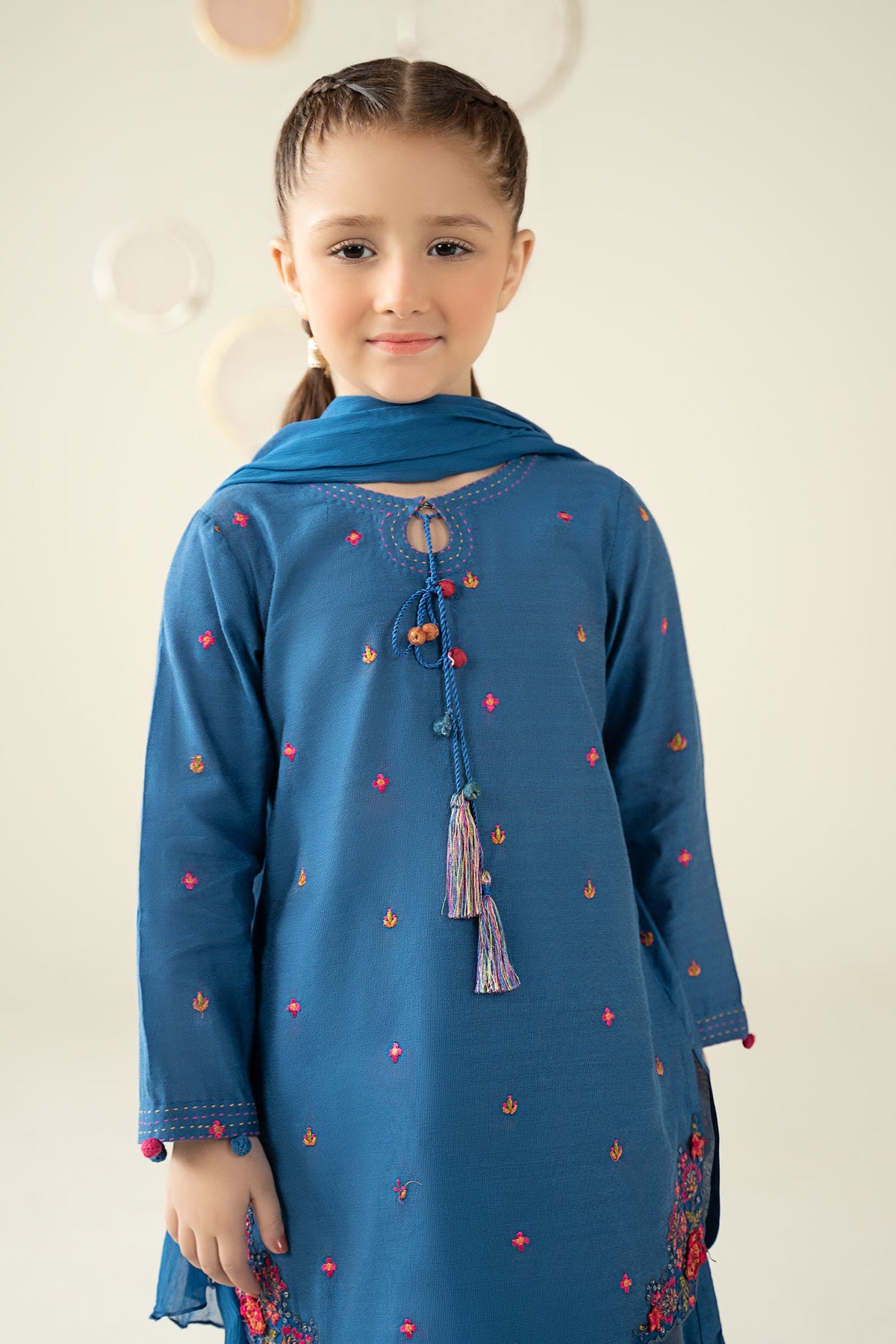 3 Piece Embroidered Cotton Silk Suit - Kids Clothes - available at Maria Faisal in UK and USA
