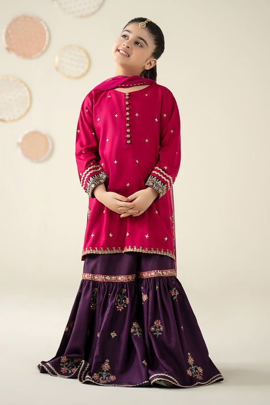 3 Piece Embroidered Linen Suit - Kids Clothes - available at Maria Faisal in UK and USA
