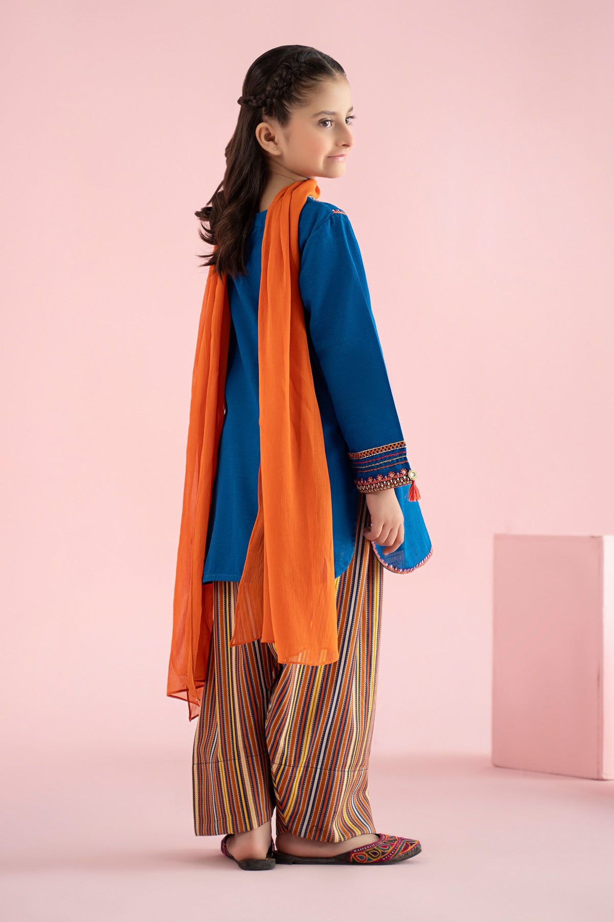 3 Piece Embroidered Slub Khaddar Suit - Kids Clothing - available at Maria Faisal in UK and USA.