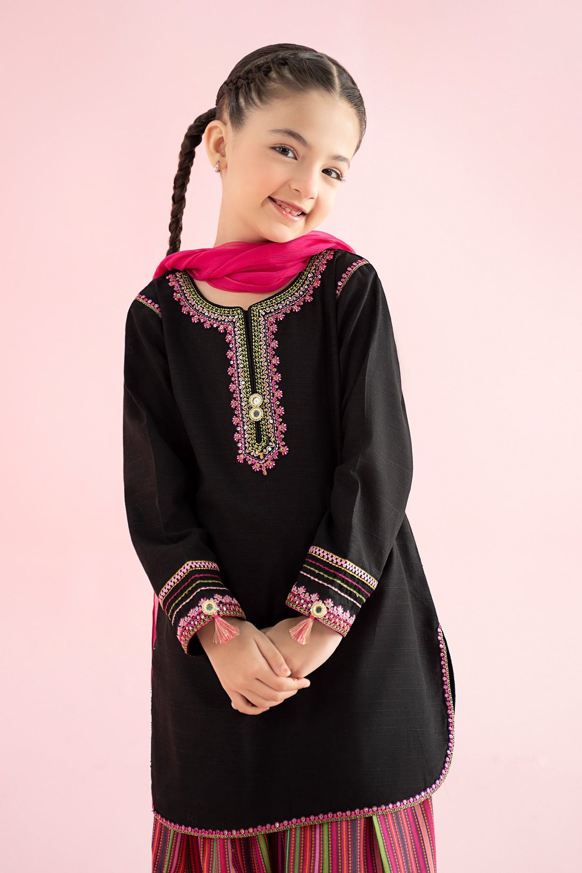 3 Piece Embroidered Slub Khaddar Suit - Kids Clothes - available at Maria Faisal in UK and USA