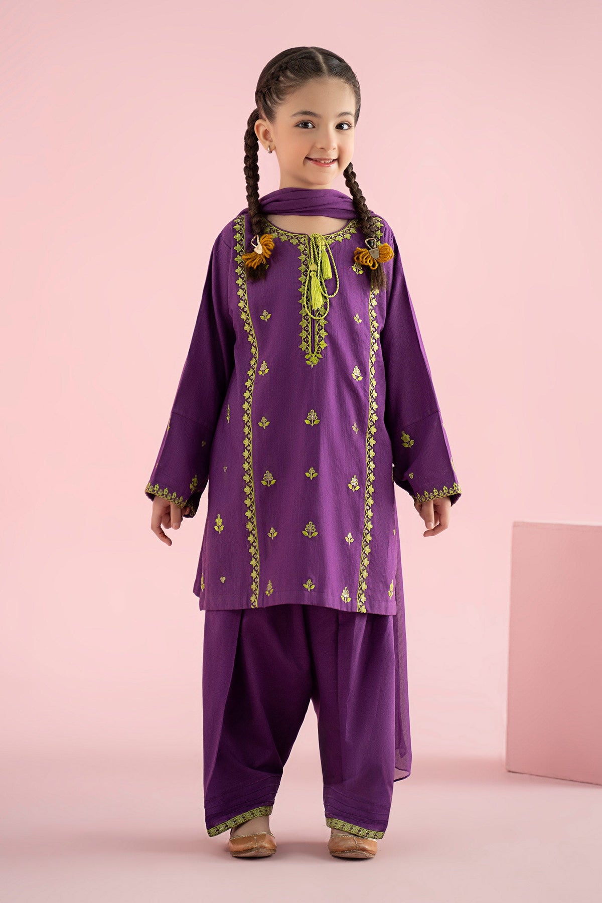 3 Piece Embroidered Khaddar Suit - Kids Clothes - available at Maria Faisal in UK and USA