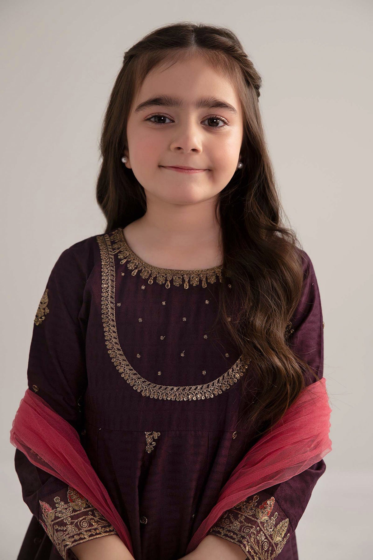 3 Piece Embroidered Dobby Lawn Suit - Kids Clothes - available at Maria Faisal in UK and USA