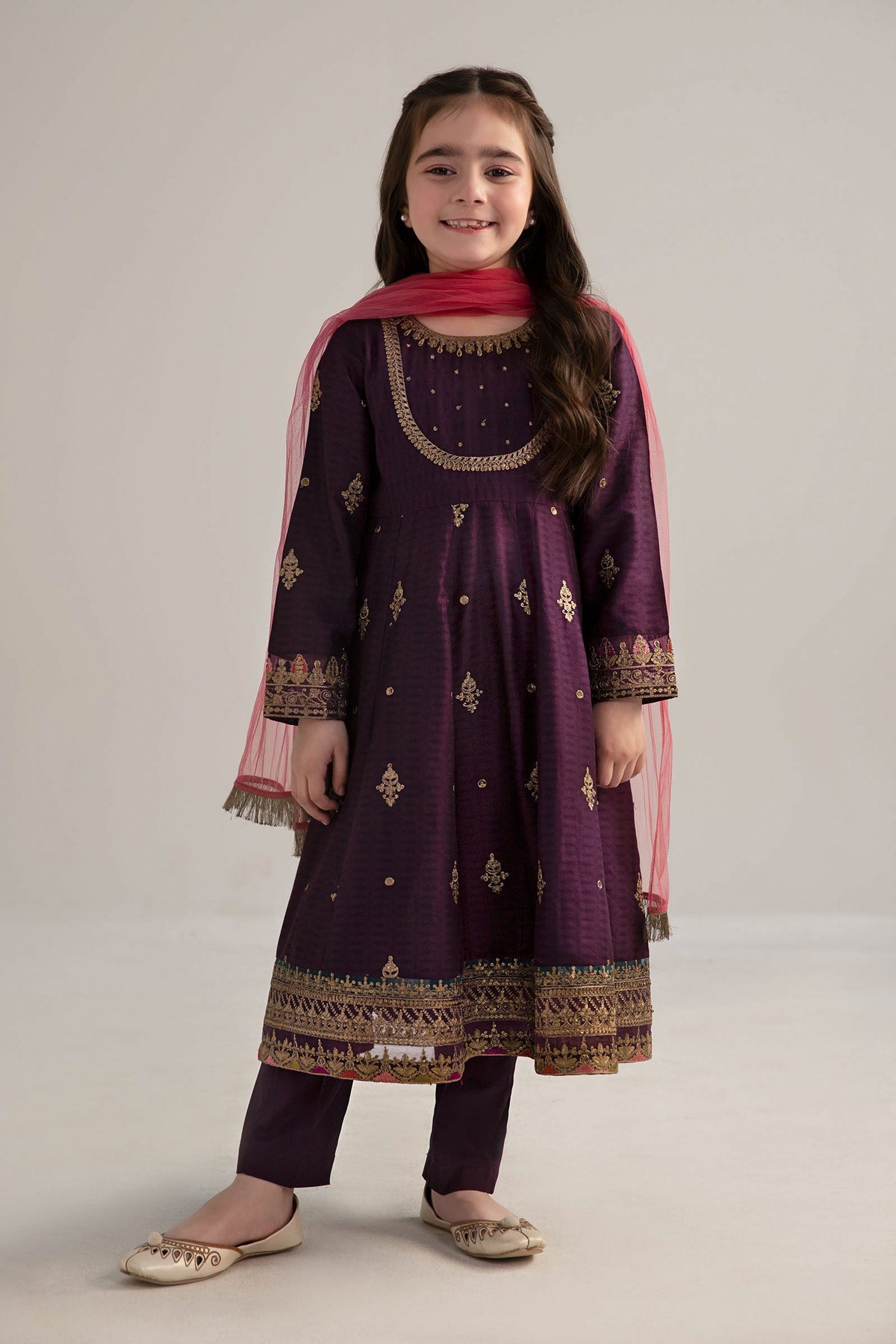 3 Piece Embroidered Dobby Lawn Suit - Kids Clothes - available at Maria Faisal in UK and USA