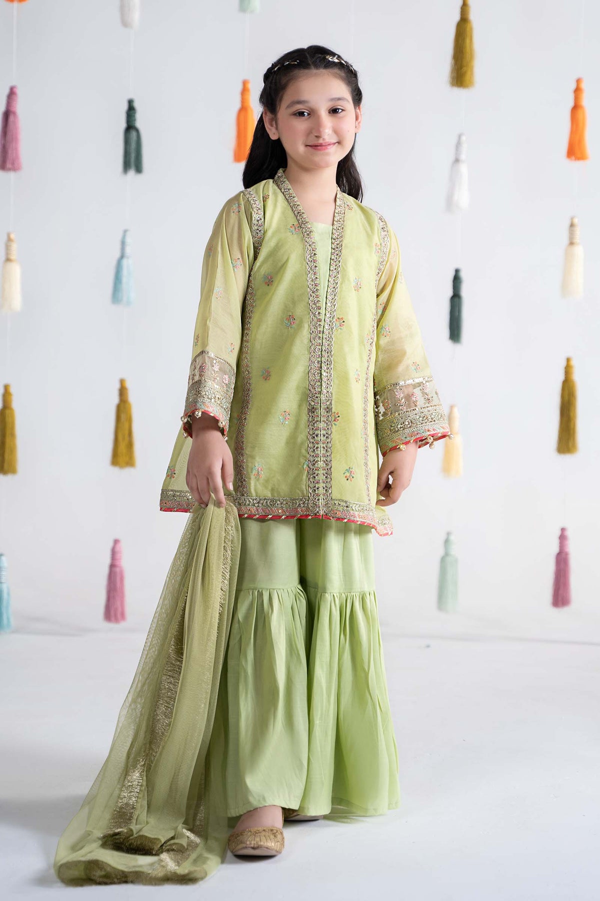 Maria B | 3 Piece Embroidered Paper Cotton Suit | MKS-EA24-04 by Maria Faisal - Registered Vendor of : Maria B - type : Kids Clothes - 100% original wedding dresses