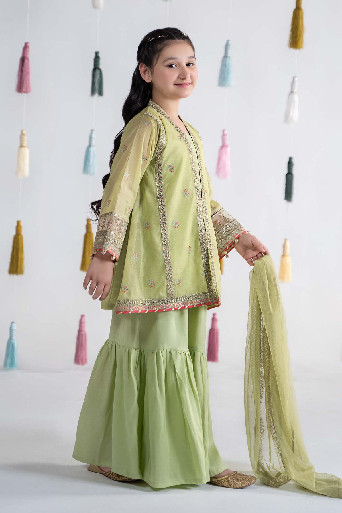 Maria B | 3 Piece Embroidered Paper Cotton Suit | MKS-EA24-04 by Maria Faisal - Registered Vendor of : Maria B - type : Kids Clothes - 100% original wedding dresses
