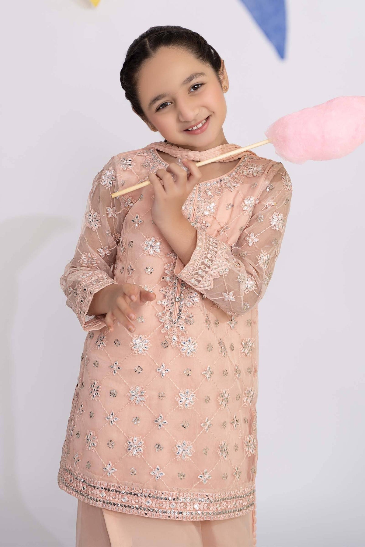 Maria B | 3 Piece Embroidered Organza Suit | MKS-EF24-11 by Maria Faisal - Registered Vendor of : Maria B - type : Kids Clothes - 100% original wedding dresses