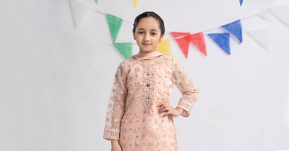 Maria B | 3 Piece Embroidered Organza Suit | MKS-EF24-11 by Maria Faisal - Registered Vendor of : Maria B - type : Kids Clothes - 100% original wedding dresses