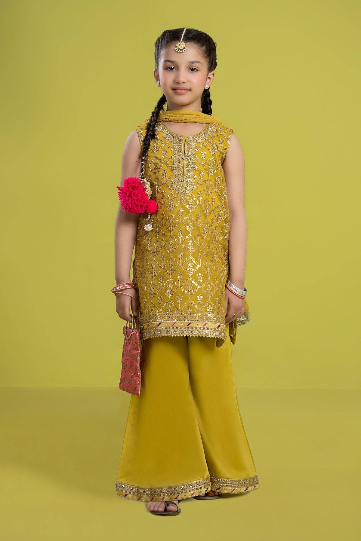 Maria B | 3 Piece Embroidered Organza Suit | MKS-EF24-14 by Maria Faisal - Registered Vendor of : Maria B - type : Kids Clothes - 100% original wedding dresses