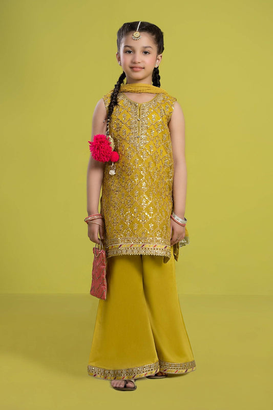 Maria B | 3 Piece Embroidered Organza Suit | MKS-EF24-14 by Maria Faisal - Registered Vendor of : Maria B - type : Kids Clothes - 100% original wedding dresses