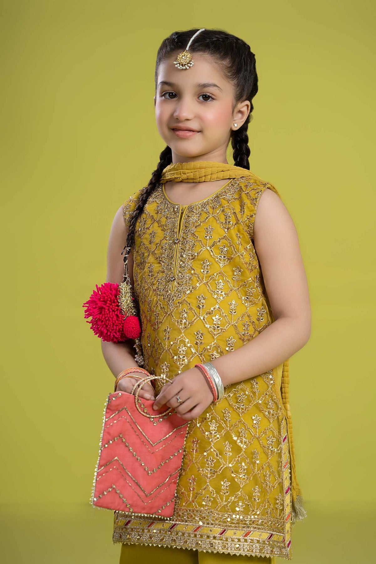 Maria B | 3 Piece Embroidered Organza Suit | MKS-EF24-14 by Maria Faisal - Registered Vendor of : Maria B - type : Kids Clothes - 100% original wedding dresses