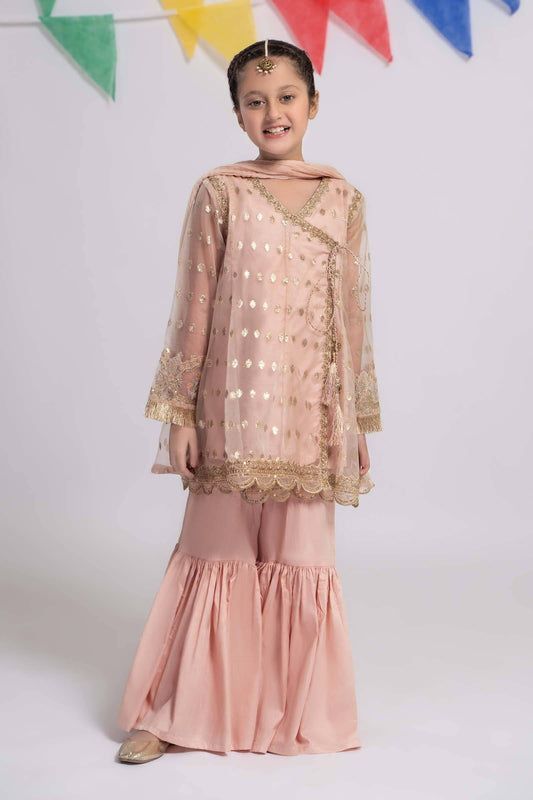 Maria B | 3 Piece Embroidered Organza Suit | MKS-EF24-18 by Maria Faisal - Registered Vendor of : Maria B - type : Kids Clothes - 100% original wedding dresses