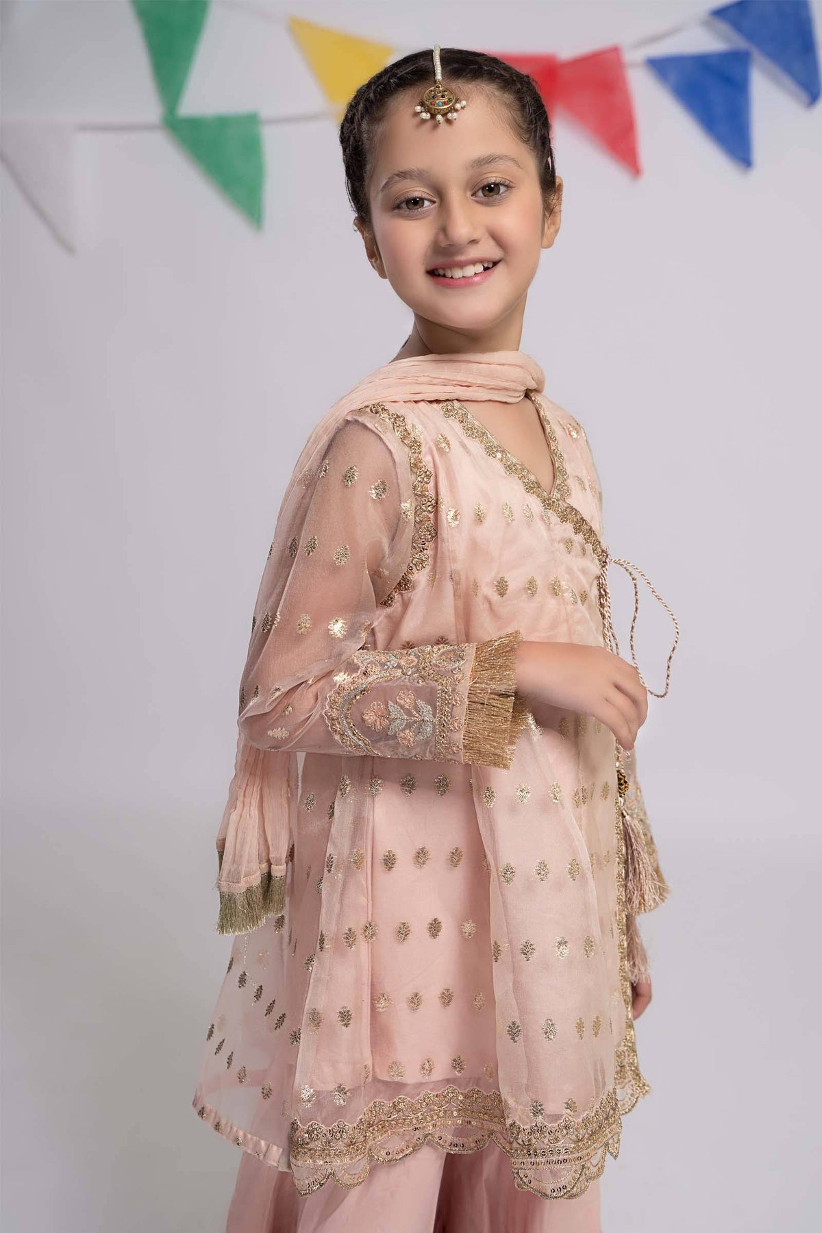 Maria B | 3 Piece Embroidered Organza Suit | MKS-EF24-18 by Maria Faisal - Registered Vendor of : Maria B - type : Kids Clothes - 100% original wedding dresses