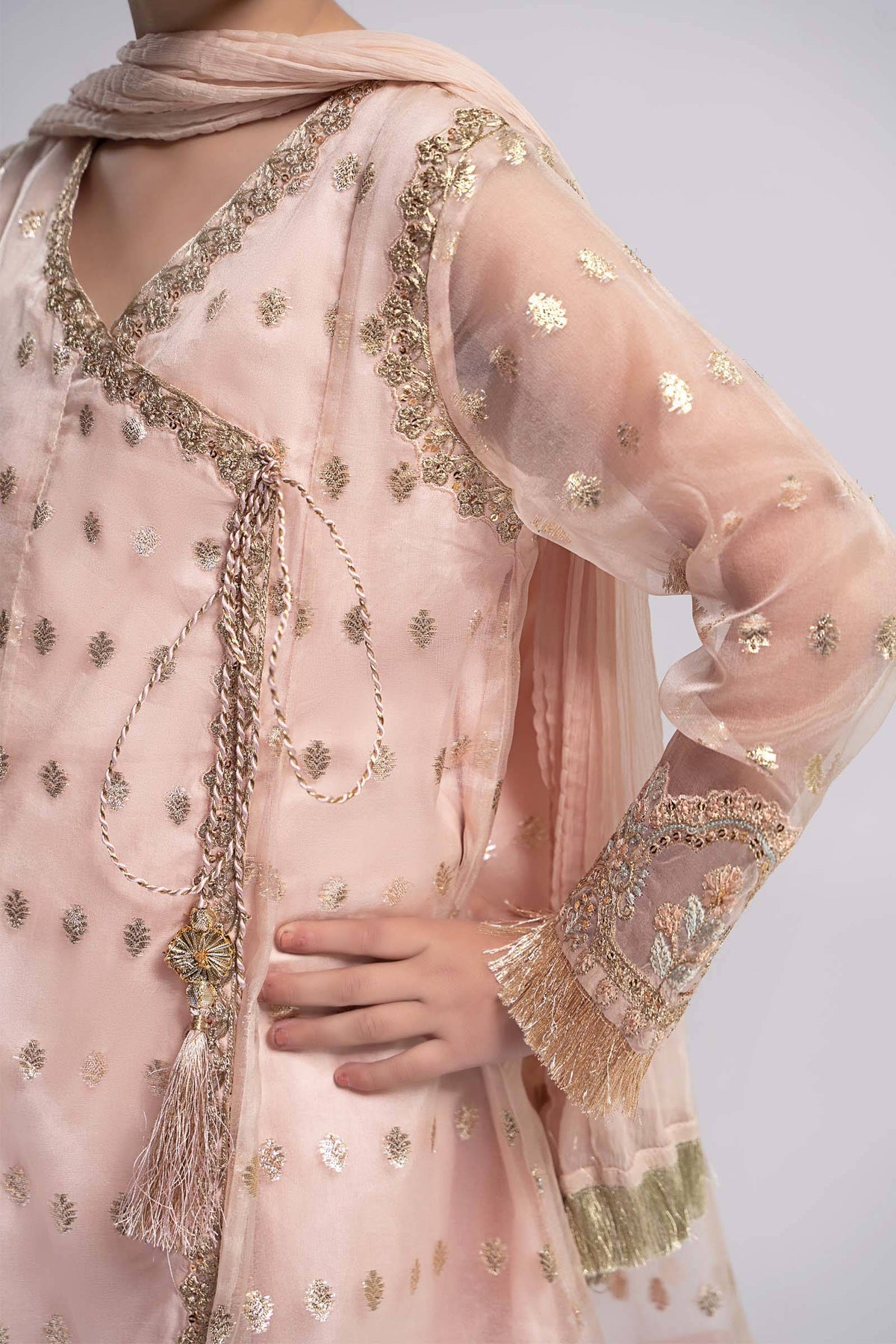 Maria B | 3 Piece Embroidered Organza Suit | MKS-EF24-18 by Maria Faisal - Registered Vendor of : Maria B - type : Kids Clothes - 100% original wedding dresses