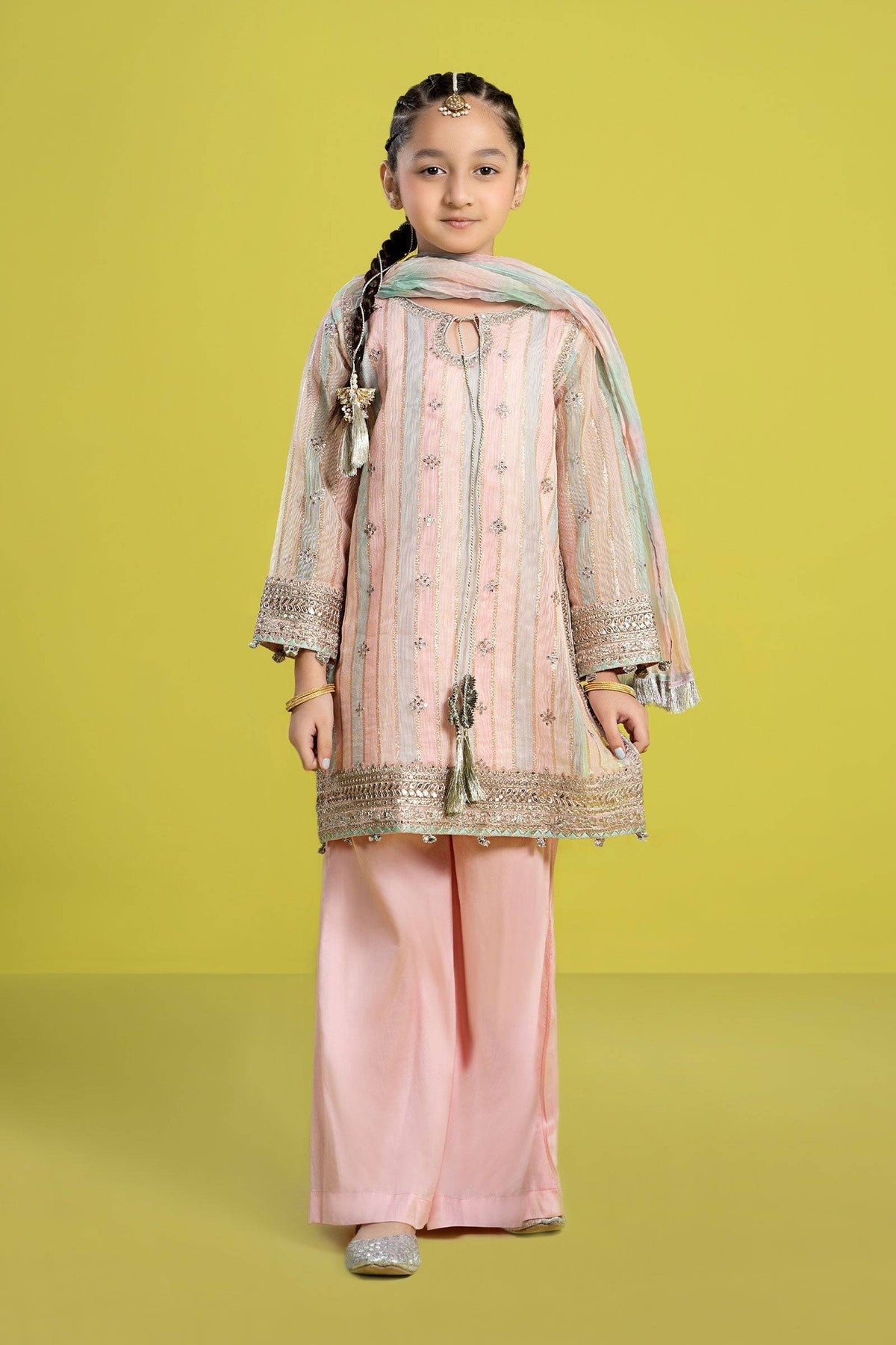 Maria B | 3 Piece Embroidered Yarn Dyed Suit | MKS-EF24-32 by Maria Faisal - Registered Vendor of : Maria B - type : Kids Clothes - 100% original wedding dresses