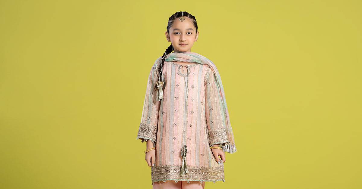 Maria B | 3 Piece Embroidered Yarn Dyed Suit | MKS-EF24-32 by Maria Faisal - Registered Vendor of : Maria B - type : Kids Clothes - 100% original wedding dresses