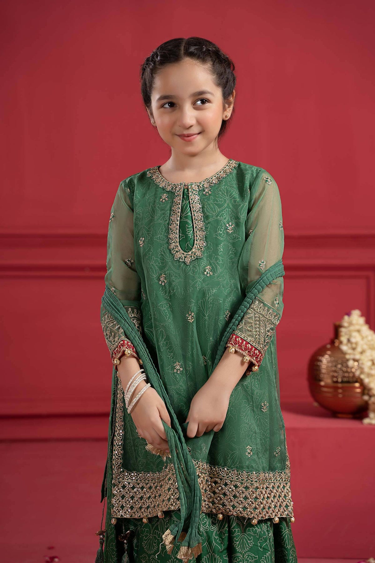Maria B | Suit Green MKS-W23-21 by Maria Faisal - Registered Vendor of : Maria B - type : Kids Clothes - 100% original wedding dresses
