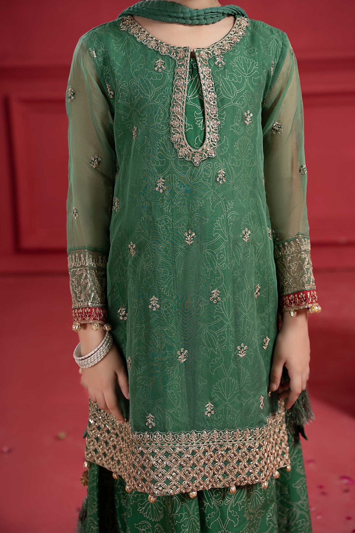 Maria B | Suit Green MKS-W23-21 by Maria Faisal - Registered Vendor of : Maria B - type : Kids Clothes - 100% original wedding dresses