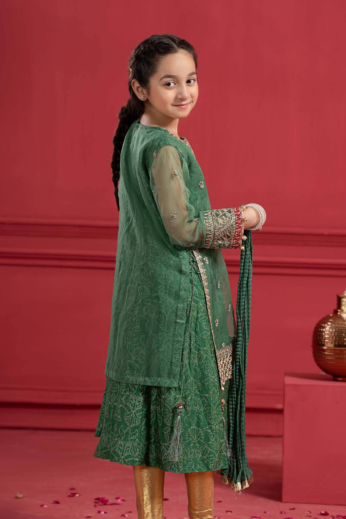 Maria B | Suit Green MKS-W23-21 by Maria Faisal - Registered Vendor of : Maria B - type : Kids Clothes - 100% original wedding dresses