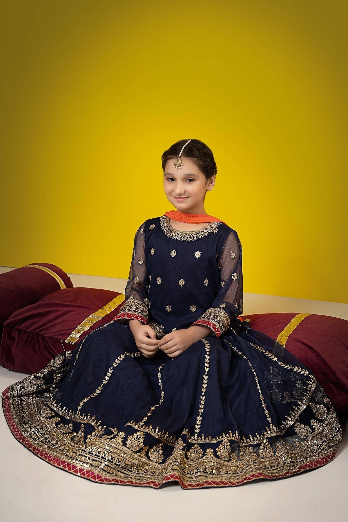 Maria B | Suit Navy Blue MKS-W23-35 by Maria Faisal - Registered Vendor of : Maria B - type : Kids Clothes - 100% original wedding dresses