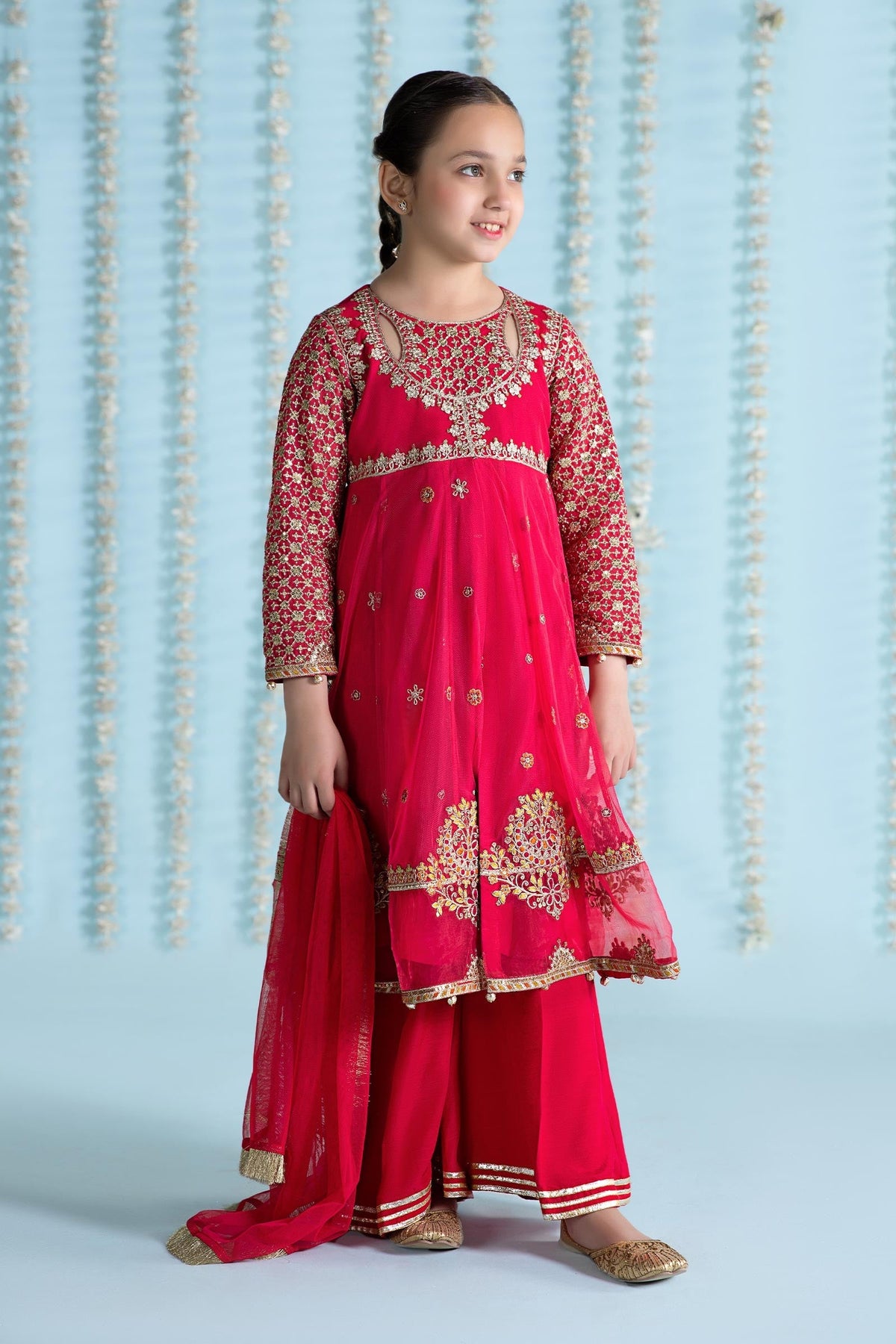 Maria B | 3 Piece Embroidered Net Suit | MKS-EA24-02 by Maria Faisal - Registered Vendor of : Maria B - type : Kids Clothes - 100% original wedding dresses