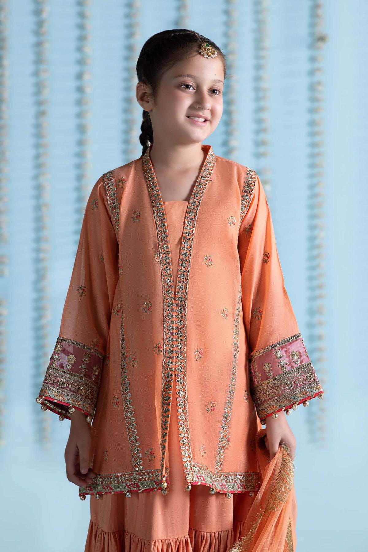Maria B | 3 Piece Embroidered Paper Cotton Suit | MKS-EA24-04 by Maria Faisal - Registered Vendor of : Maria B - type : Kids Clothes - 100% original wedding dresses