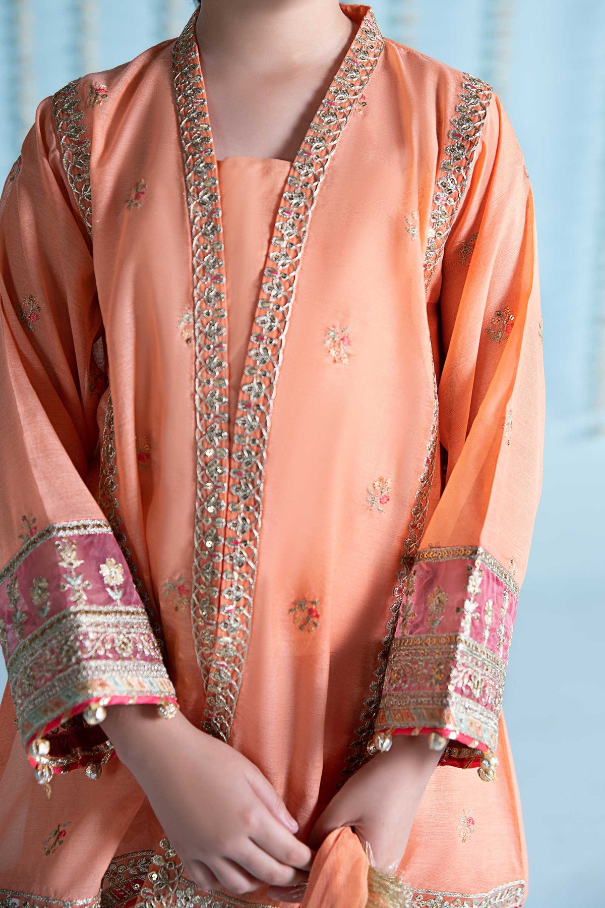Maria B | 3 Piece Embroidered Paper Cotton Suit | MKS-EA24-04 by Maria Faisal - Registered Vendor of : Maria B - type : Kids Clothes - 100% original wedding dresses