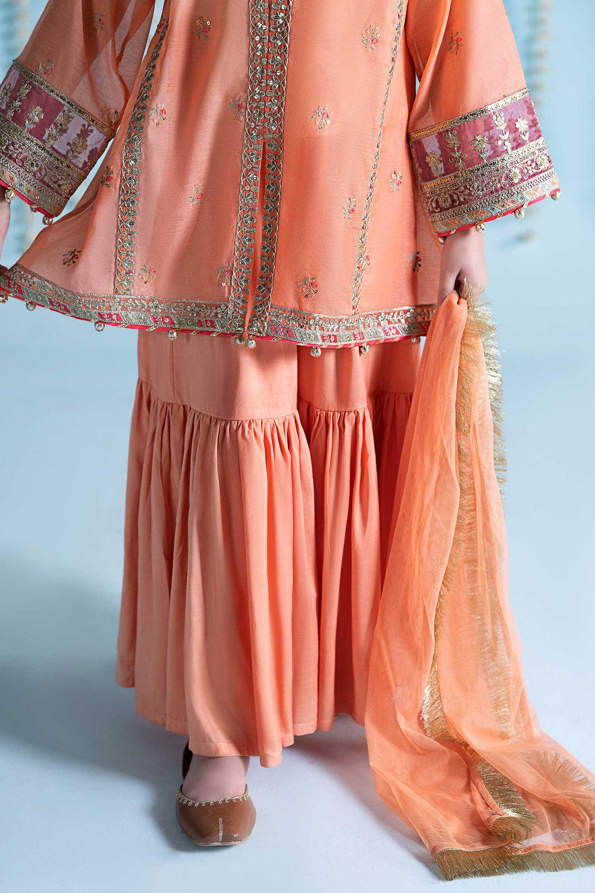 Maria B | 3 Piece Embroidered Paper Cotton Suit | MKS-EA24-04 by Maria Faisal - Registered Vendor of : Maria B - type : Kids Clothes - 100% original wedding dresses