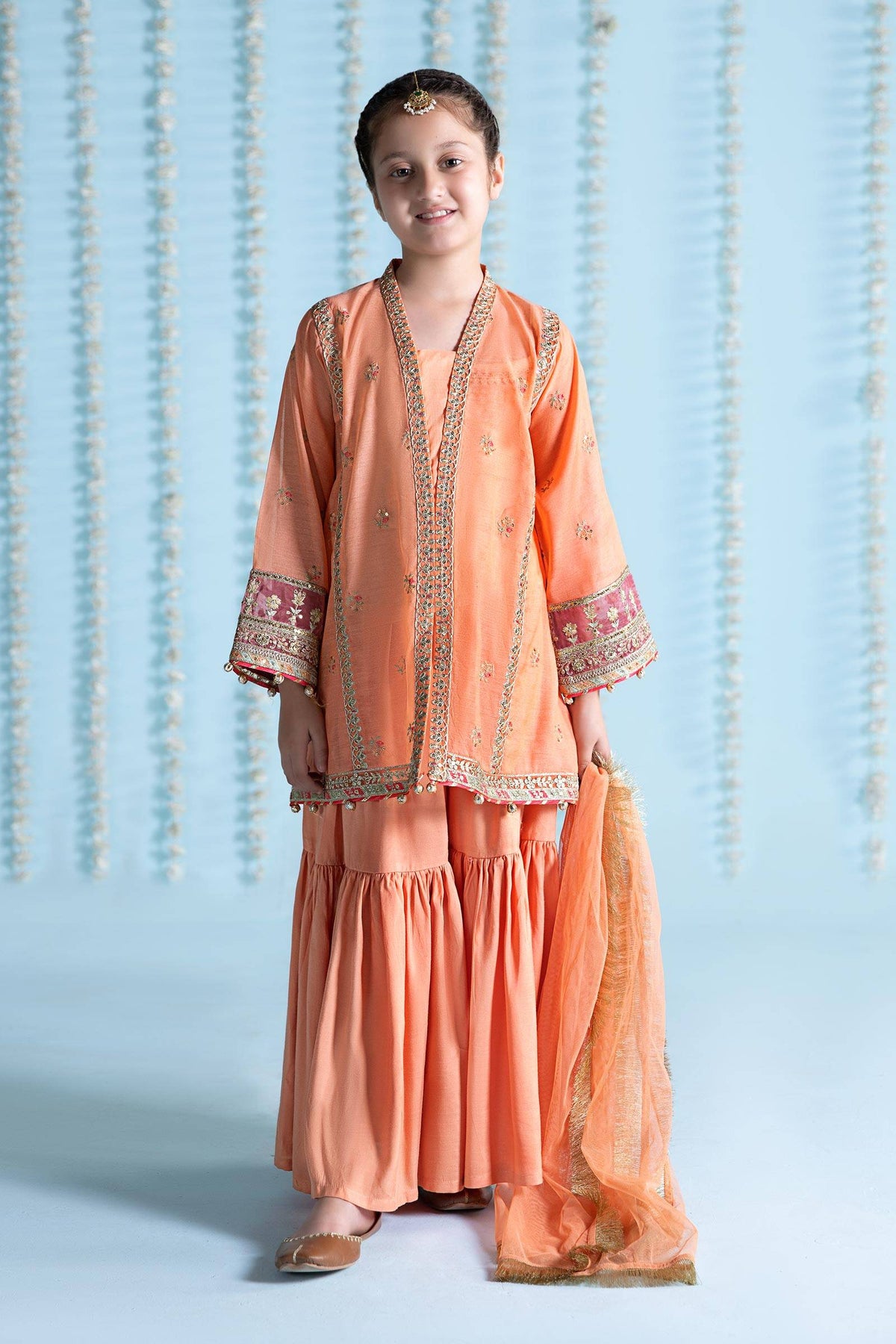 Maria B | 3 Piece Embroidered Paper Cotton Suit | MKS-EA24-04 by Maria Faisal - Registered Vendor of : Maria B - type : Kids Clothes - 100% original wedding dresses
