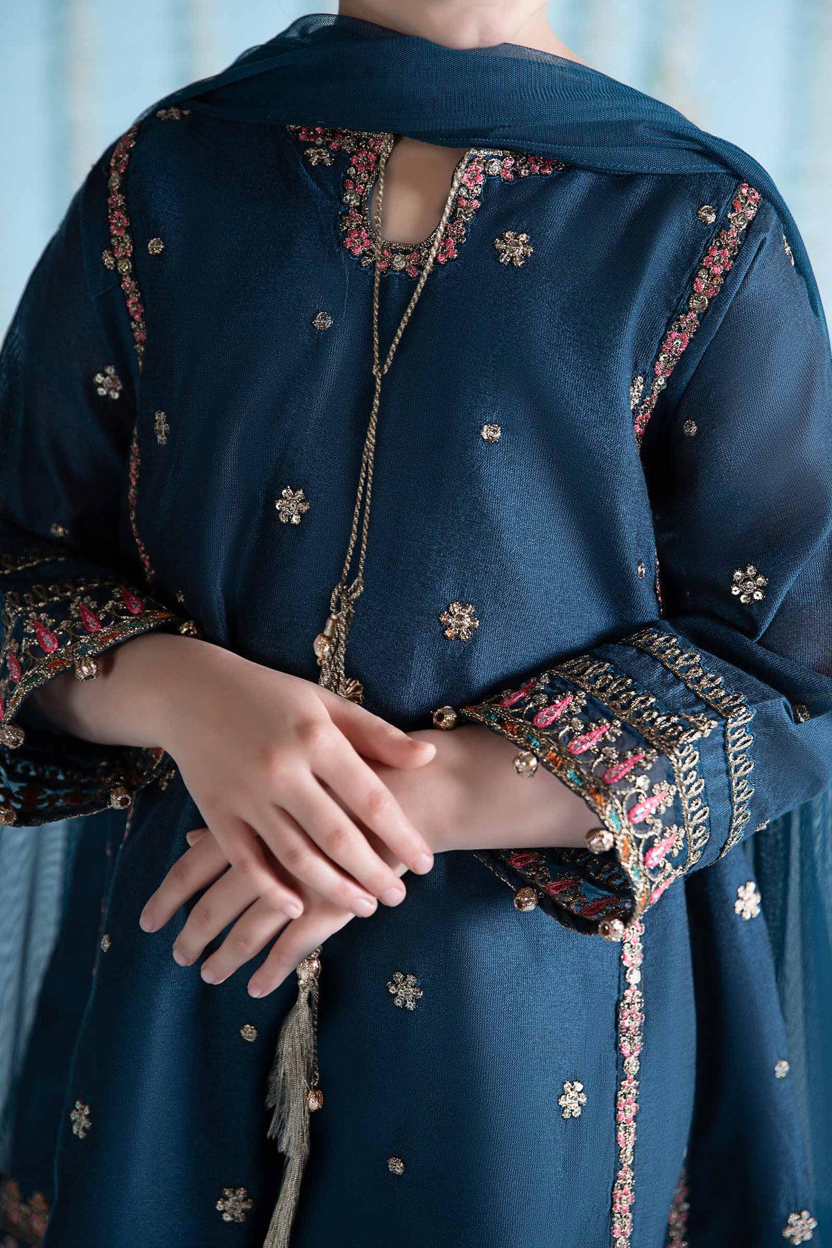 Maria B | 3 Piece Embroidered Yarn Dyed Suit | MKS-EA24-19 by Maria Faisal - Registered Vendor of : Maria B - type : Kids Clothes - 100% original wedding dresses