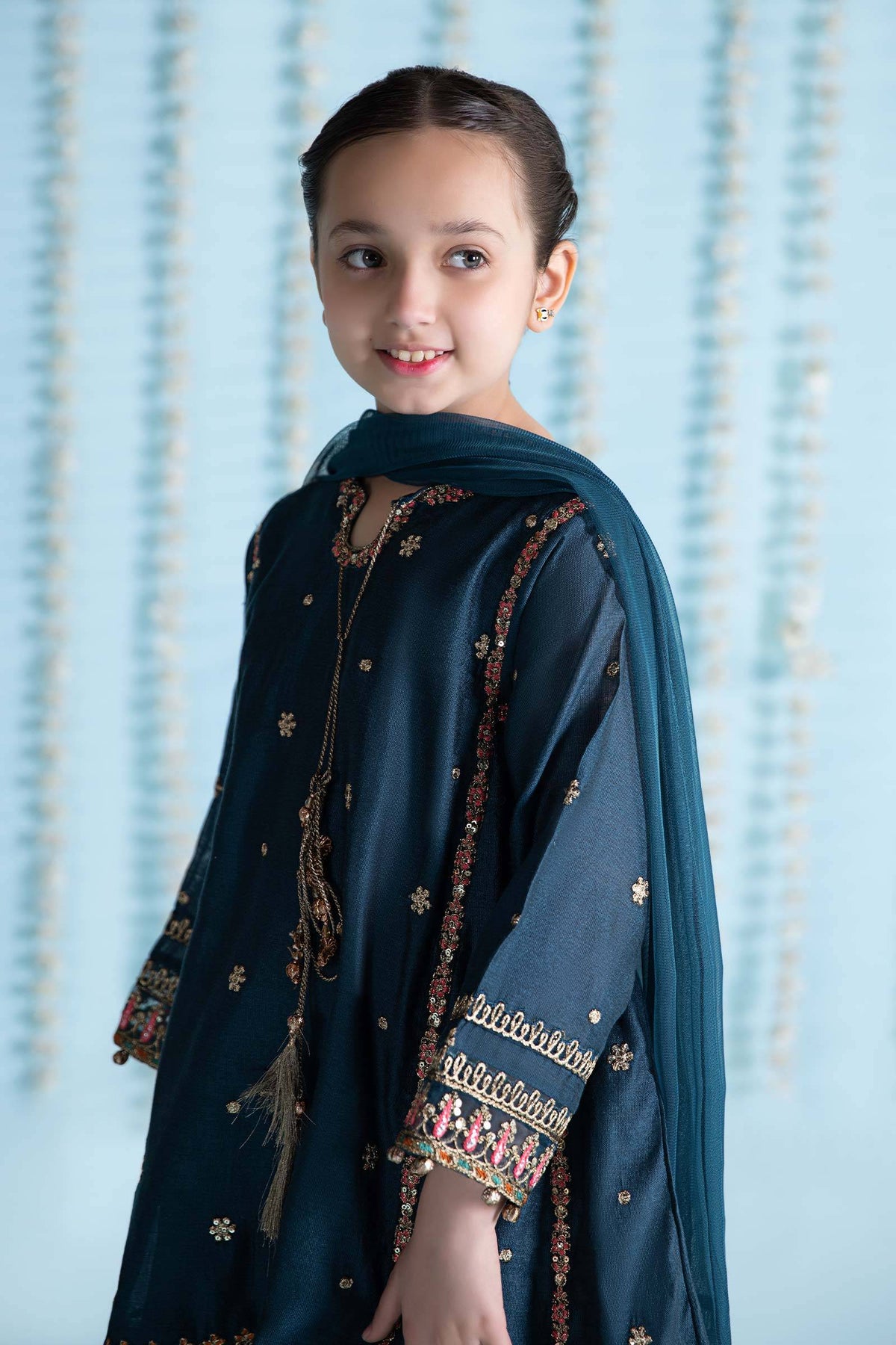 Maria B | 3 Piece Embroidered Yarn Dyed Suit | MKS-EA24-19 by Maria Faisal - Registered Vendor of : Maria B - type : Kids Clothes - 100% original wedding dresses