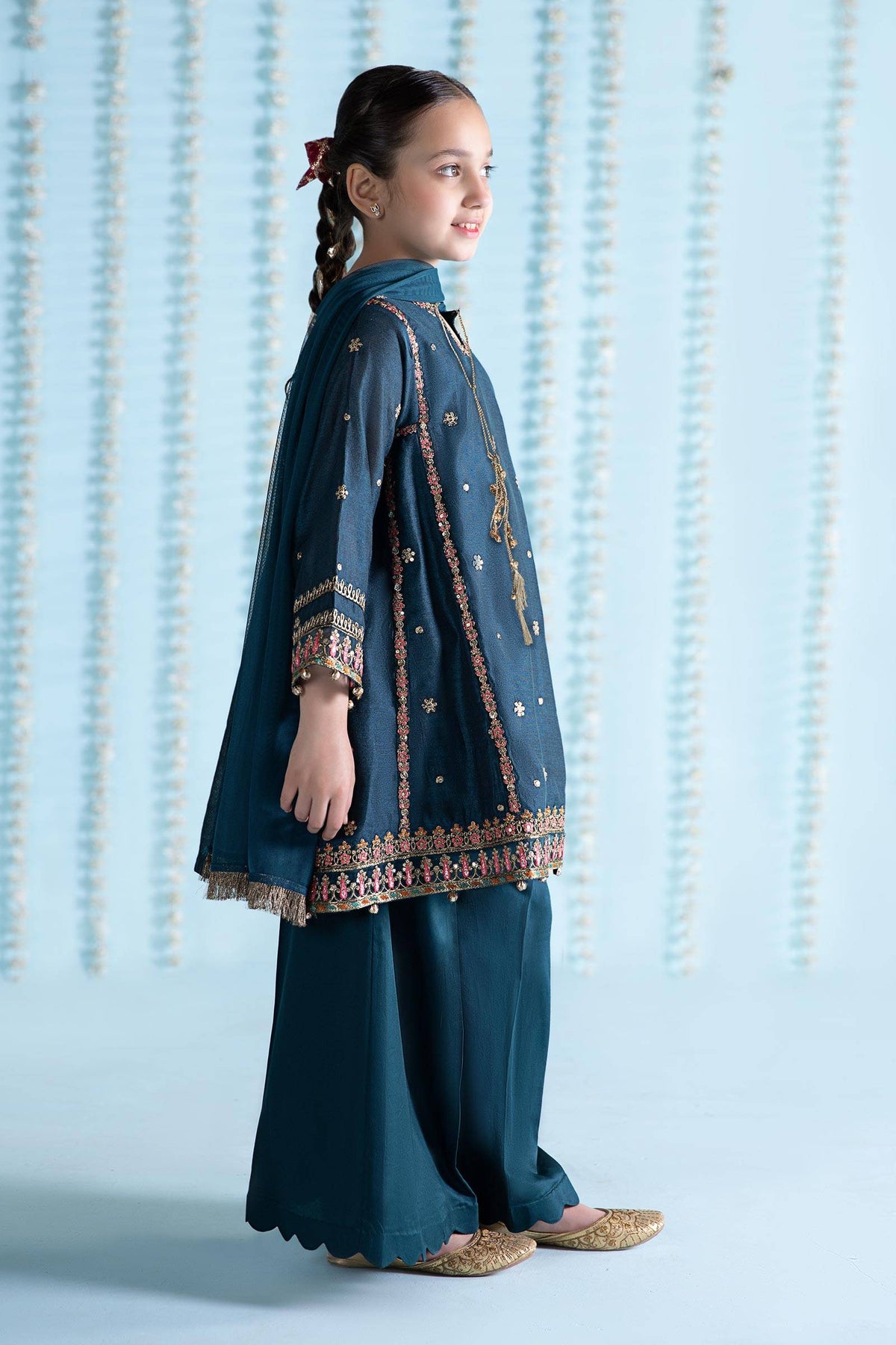 Maria B | 3 Piece Embroidered Yarn Dyed Suit | MKS-EA24-19 by Maria Faisal - Registered Vendor of : Maria B - type : Kids Clothes - 100% original wedding dresses