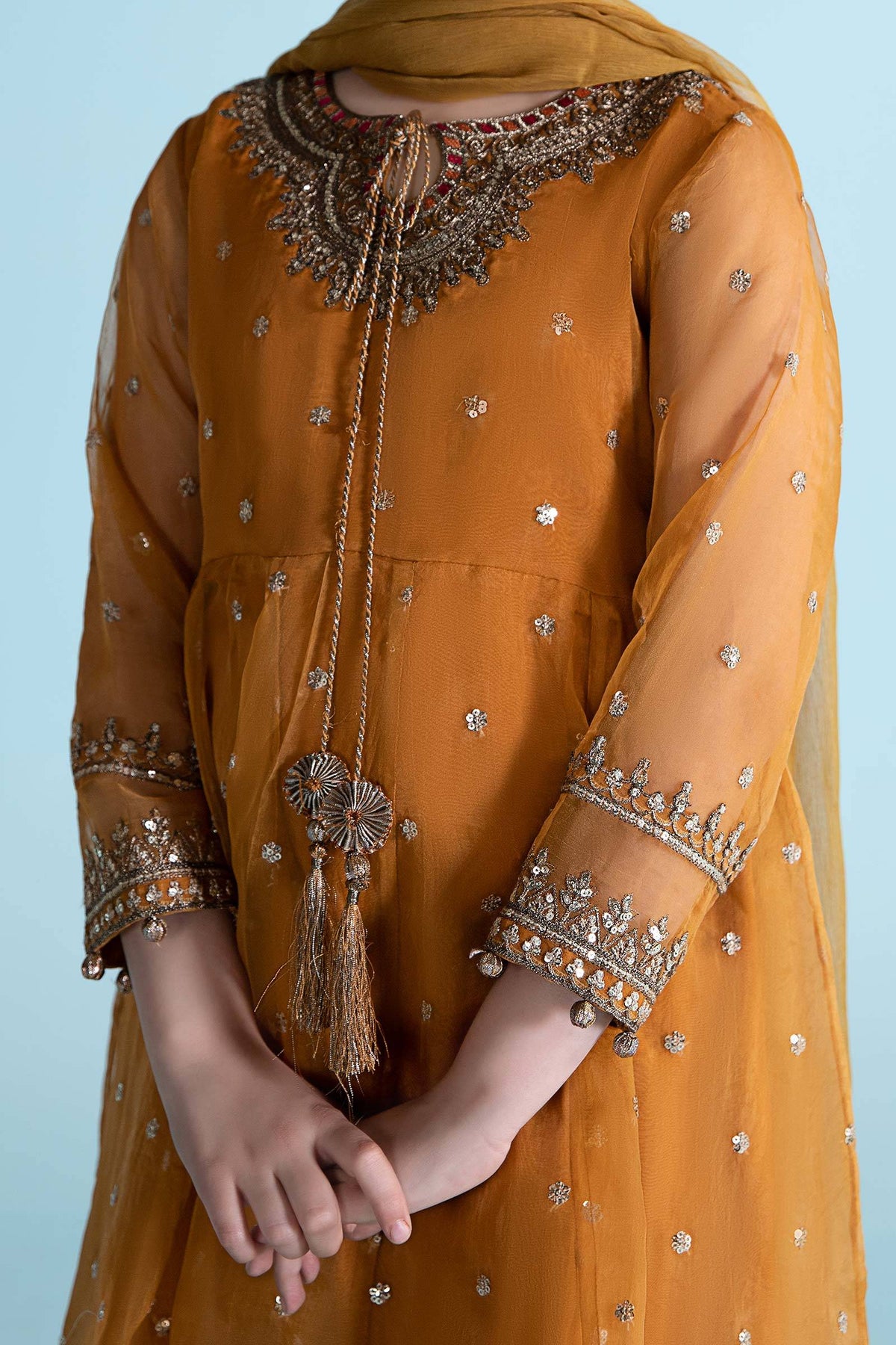 Maria B | 3 Piece Embroidered Organza Suit | MKS-EA24-28 by Maria Faisal - Registered Vendor of : Maria B - type : Kids Clothes - 100% original wedding dresses