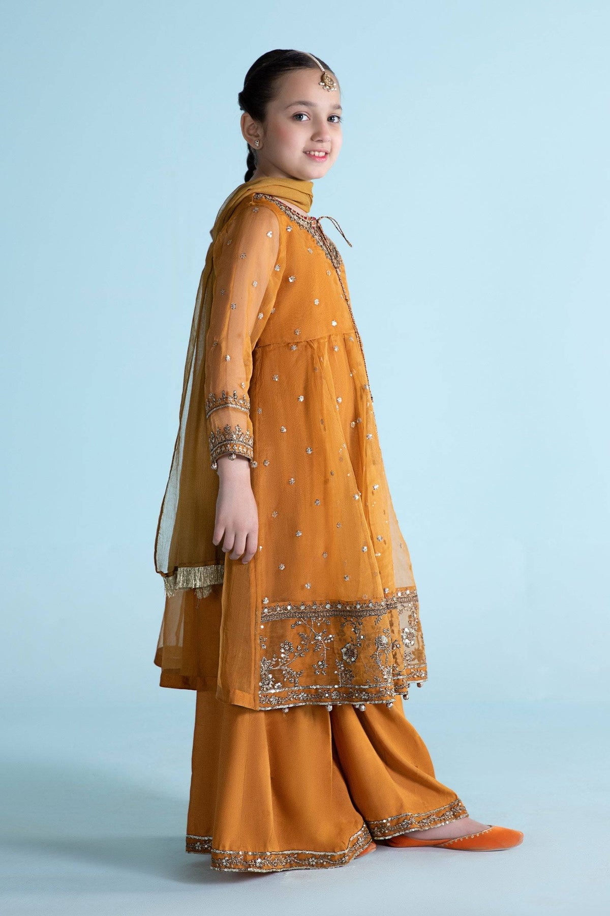 Maria B | 3 Piece Embroidered Organza Suit | MKS-EA24-28 by Maria Faisal - Registered Vendor of : Maria B - type : Kids Clothes - 100% original wedding dresses