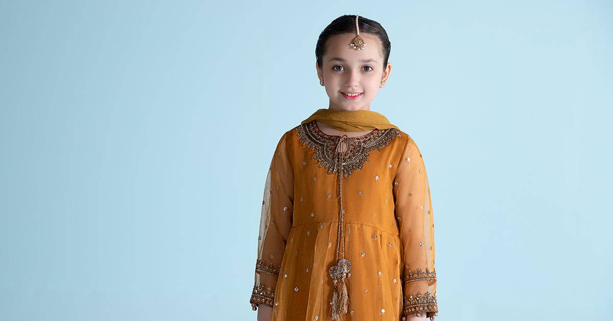 Maria B | 3 Piece Embroidered Organza Suit | MKS-EA24-28 by Maria Faisal - Registered Vendor of : Maria B - type : Kids Clothes - 100% original wedding dresses