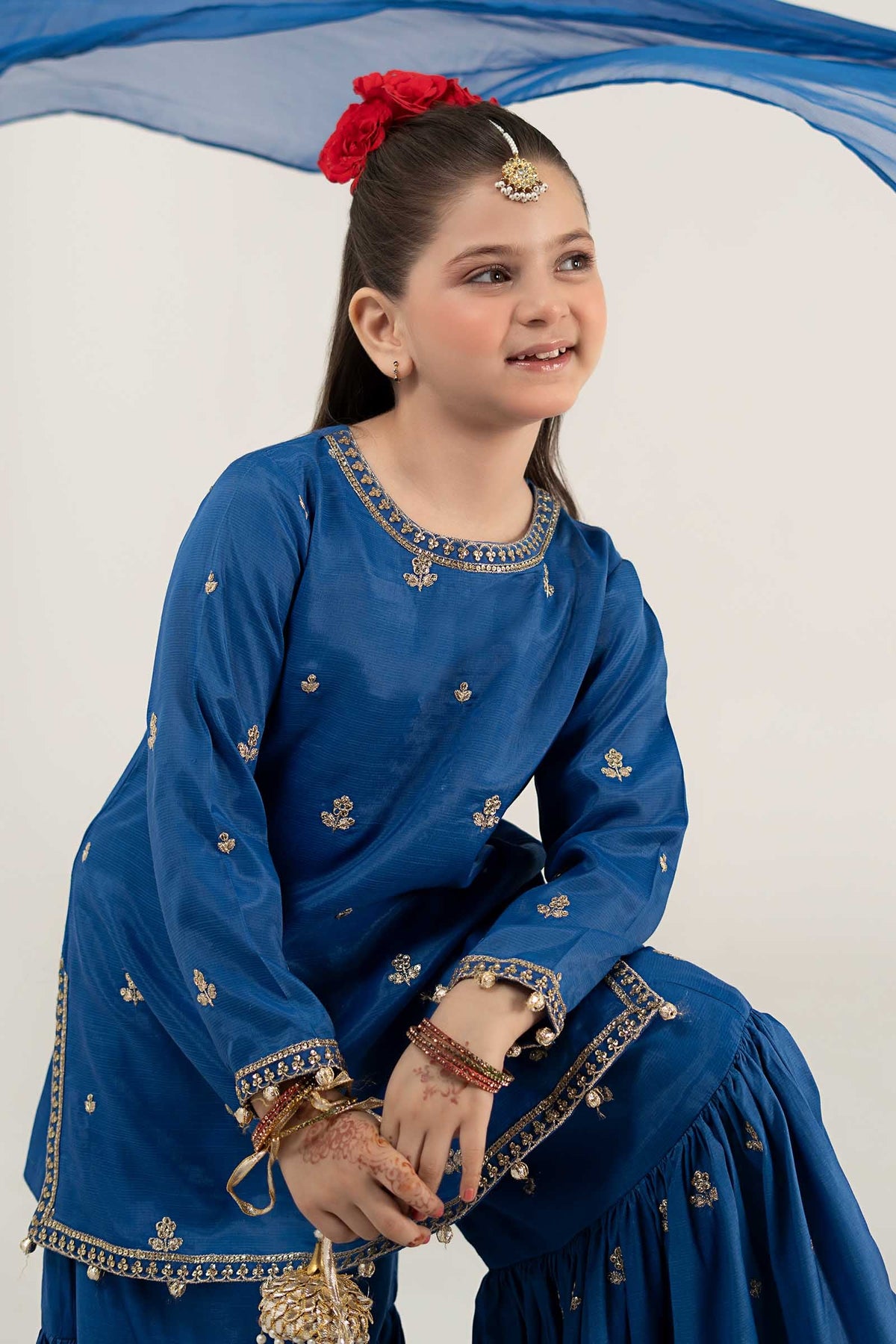 3 Piece Embroidered Raw Silk Suit - Kids Clothes - available at Maria Faisal in UK and USA