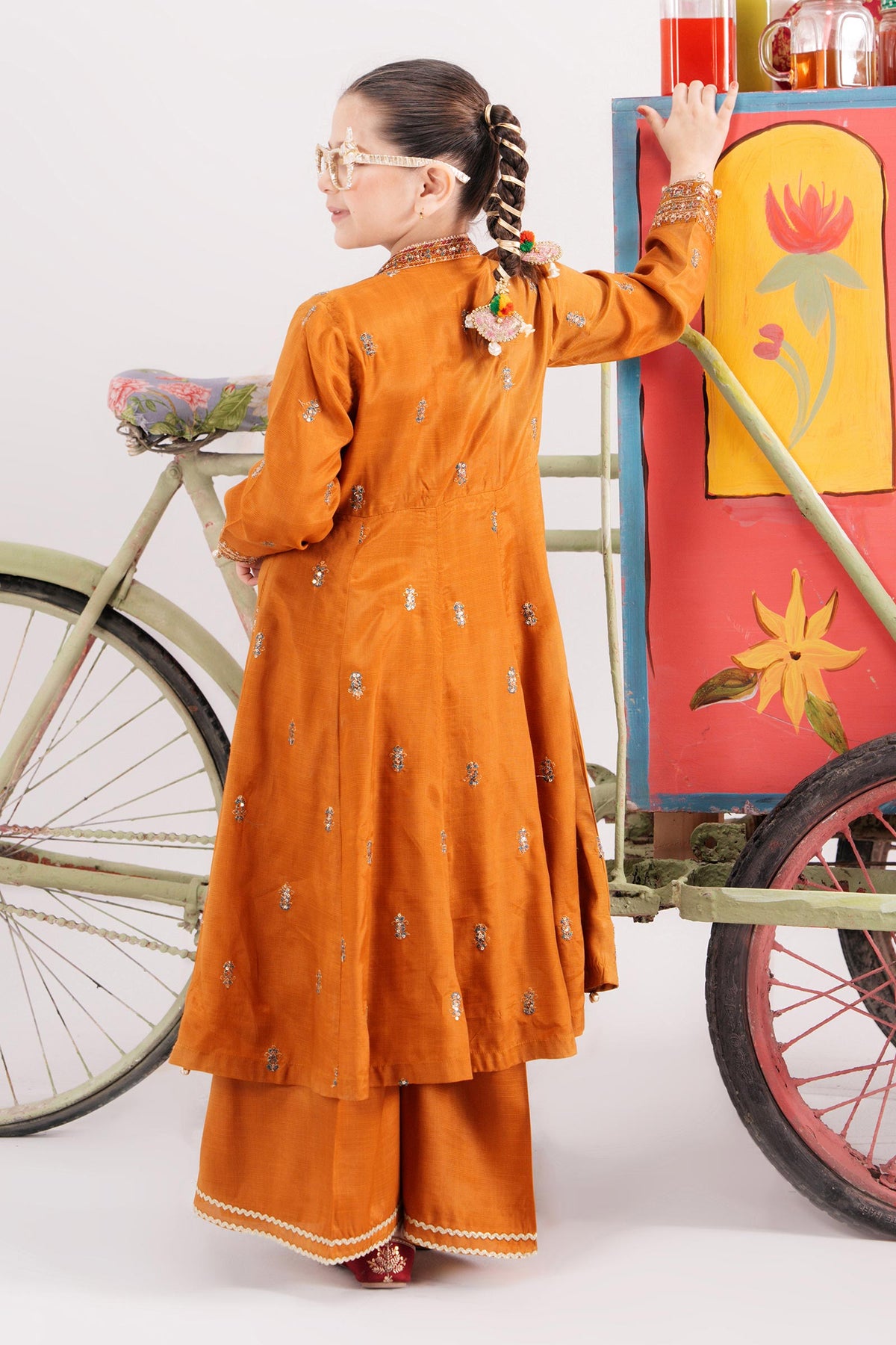 3 Piece Embroidered Raw Silk Suit - Kids Clothes - available at Maria Faisal in UK and USA