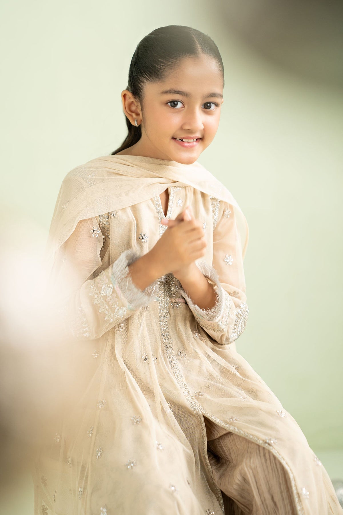 2 Piece Embroidered Net Suit - Kids Clothes - available at Maria Faisal in UK and USA