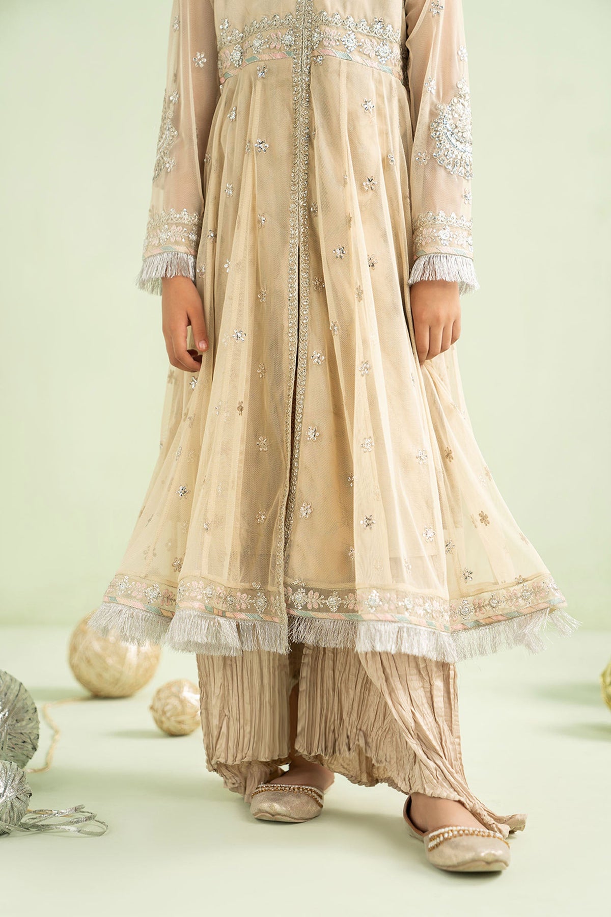 2 Piece Embroidered Net Suit - Kids Clothes - available at Maria Faisal in UK and USA