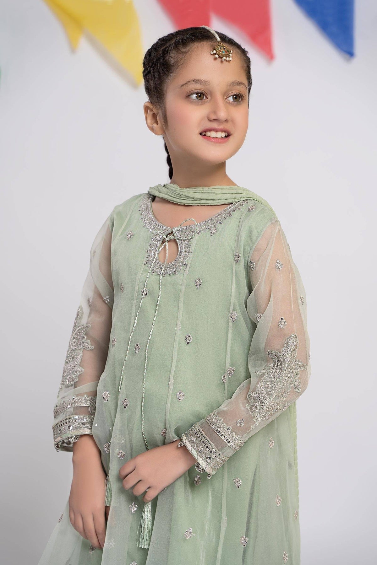 Maria B | 3 Piece Embroidered Organza Suit | MKS-EF24-15 by Maria Faisal - Registered Vendor of : Maria B - type : Kids Clothes - 100% original wedding dresses