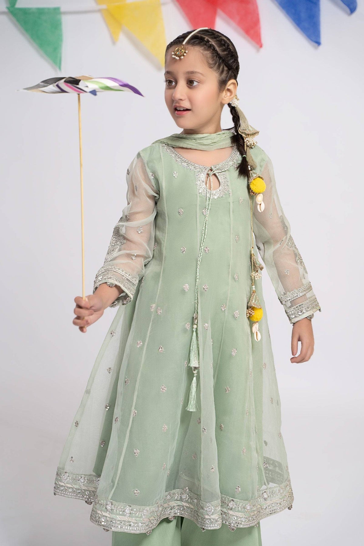 Maria B | 3 Piece Embroidered Organza Suit | MKS-EF24-15 by Maria Faisal - Registered Vendor of : Maria B - type : Kids Clothes - 100% original wedding dresses