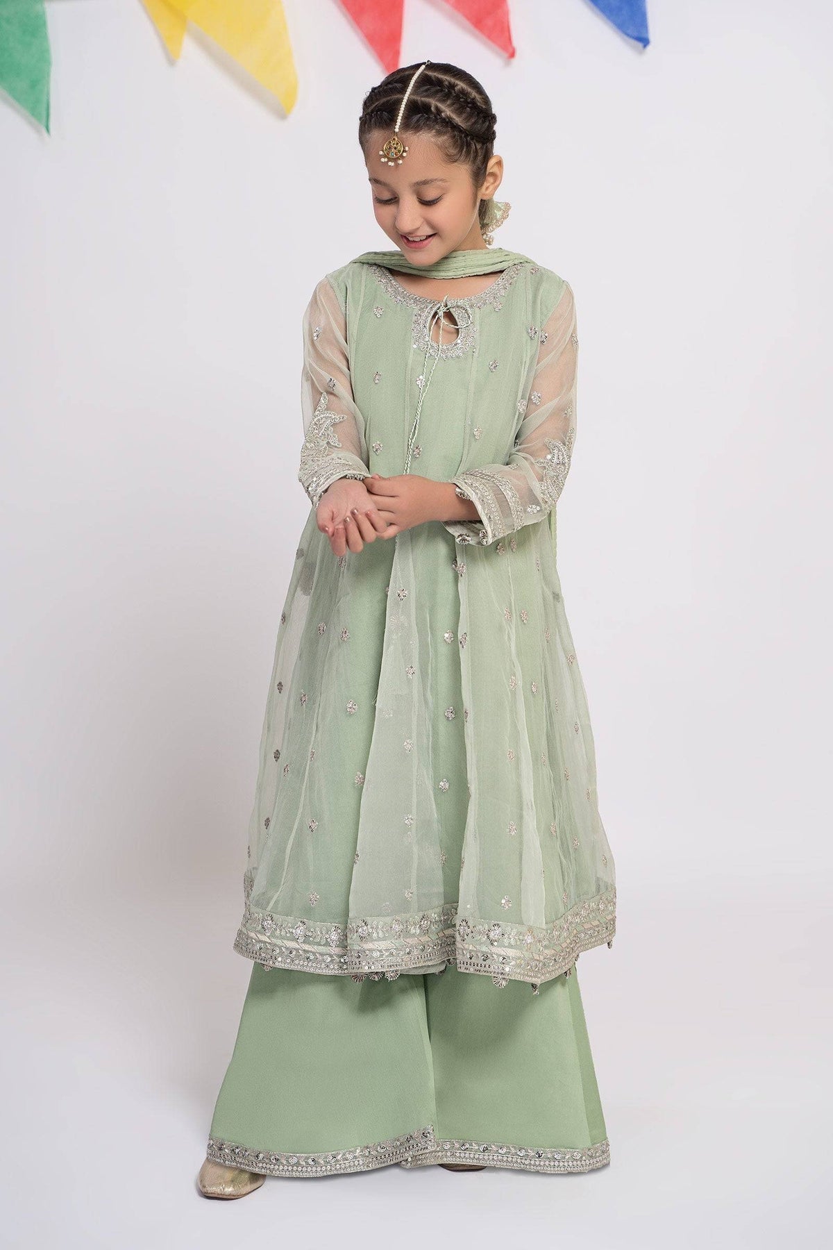 Maria B | 3 Piece Embroidered Organza Suit | MKS-EF24-15 by Maria Faisal - Registered Vendor of : Maria B - type : Kids Clothes - 100% original wedding dresses