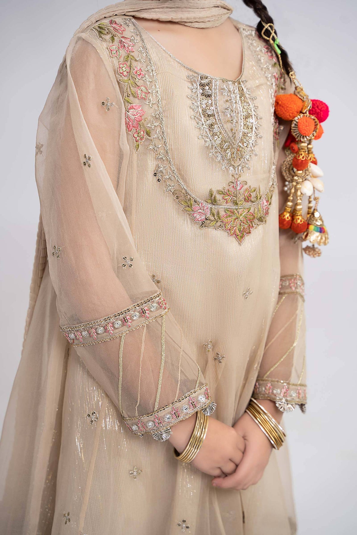 Maria B | 3 Piece Embroidered Organza Suit | MKS-EF24-26 by Maria Faisal - Registered Vendor of : Maria B - type : Kids Clothes - 100% original wedding dresses