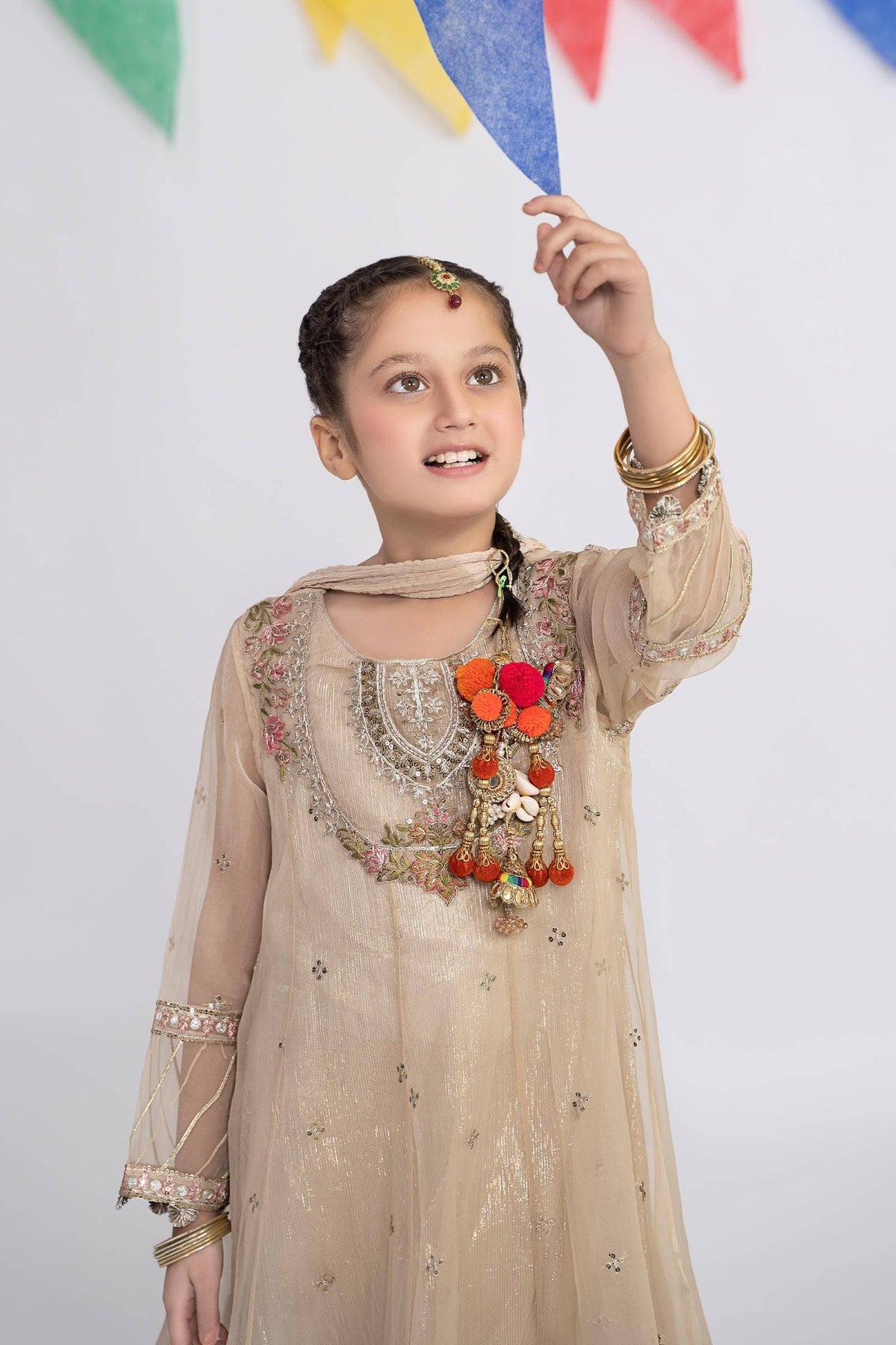 Maria B | 3 Piece Embroidered Organza Suit | MKS-EF24-26 by Maria Faisal - Registered Vendor of : Maria B - type : Kids Clothes - 100% original wedding dresses