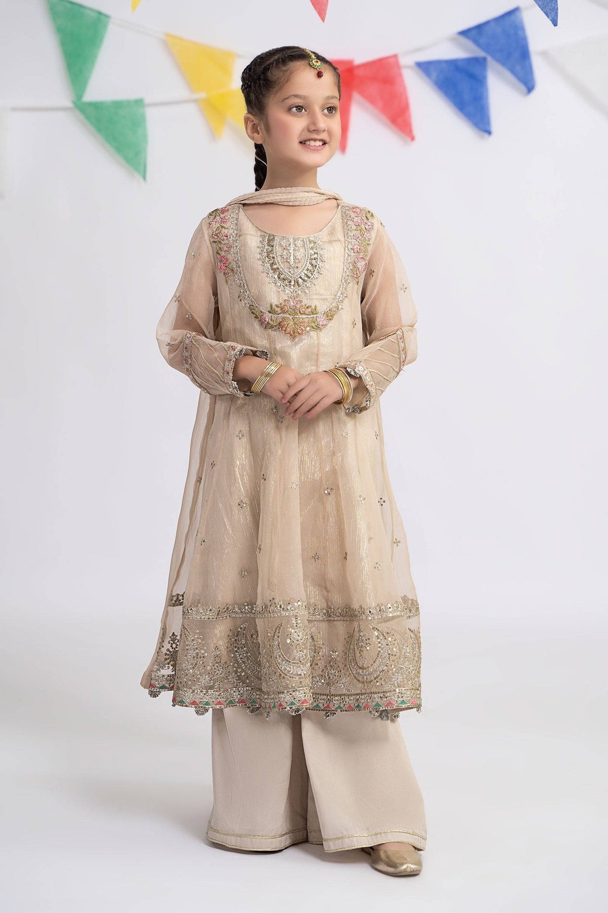 Maria B | 3 Piece Embroidered Organza Suit | MKS-EF24-26 by Maria Faisal - Registered Vendor of : Maria B - type : Kids Clothes - 100% original wedding dresses