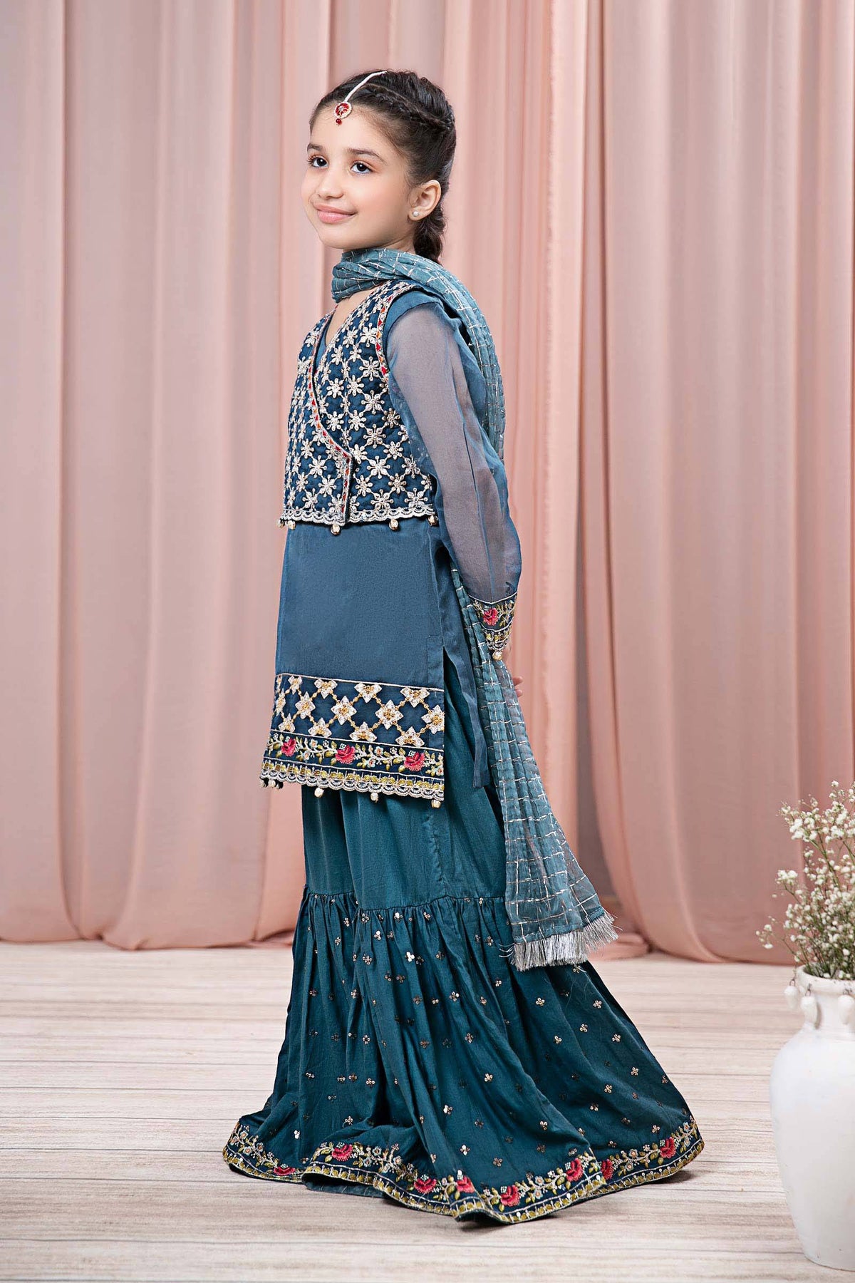 Maria B | 3 Piece Embroidered Organza Suit | MKS-EF24-29 by Maria Faisal - Registered Vendor of : Maria B - type : Kids Clothes - 100% original wedding dresses