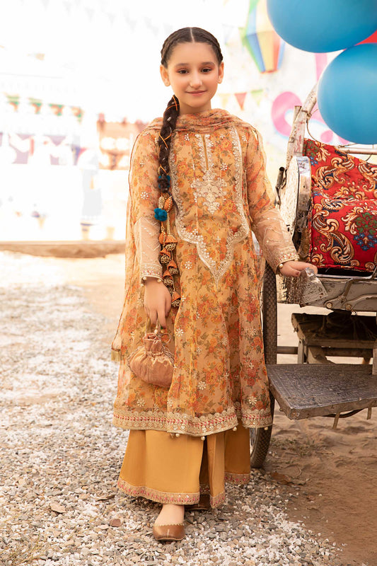 Maria B | 3 Piece Embroidered Zari Masoori Organza Suit | MKS-EF24-38 by Maria Faisal - Registered Vendor of : Maria B - type : Kids Clothes - 100% original wedding dresses