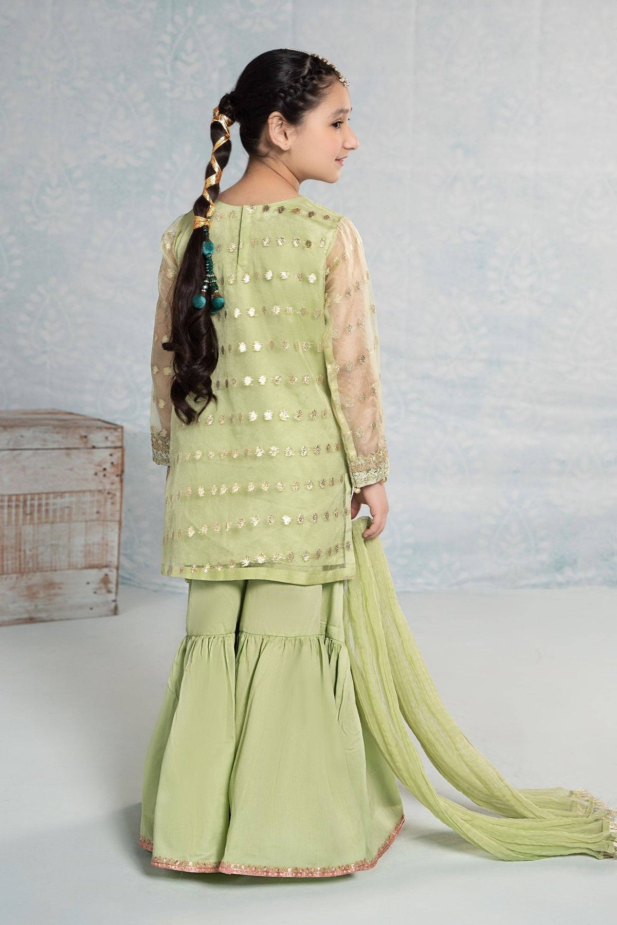 Maria B | 3 Piece Embroidered Organza Suit | MKS-EF24-45 by Maria Faisal - Registered Vendor of : Maria B - type : Kids Clothes - 100% original wedding dresses