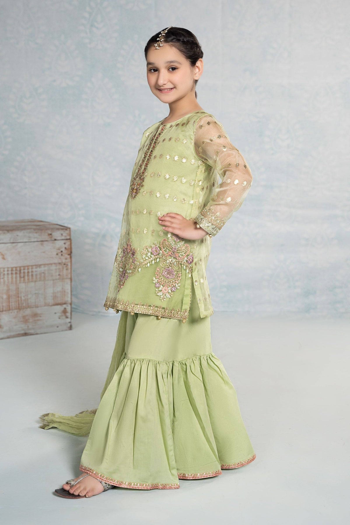 Maria B | 3 Piece Embroidered Organza Suit | MKS-EF24-45 by Maria Faisal - Registered Vendor of : Maria B - type : Kids Clothes - 100% original wedding dresses